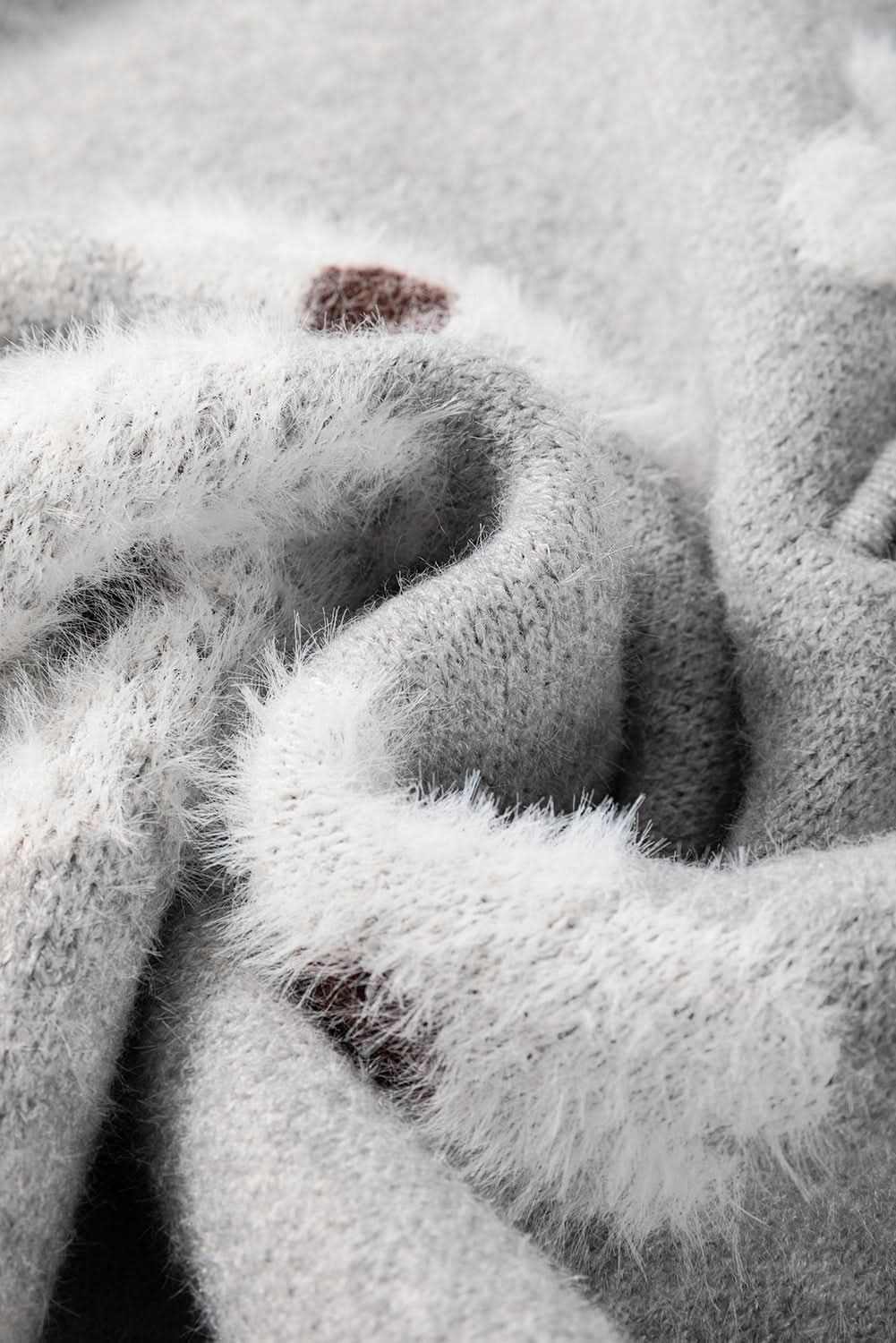 Gray floral embroidered plus size sweater - Love Salve